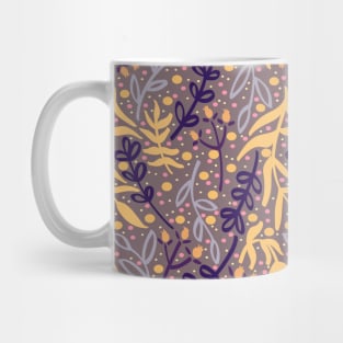 Botanicals and Dots - Hand Drawn Design -Yellow, Orange, Purple, Pink Mug